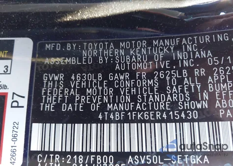 2014 Toyota Camry Xle из США, поврежденный, VIN 4T4BF1FK6ER415430